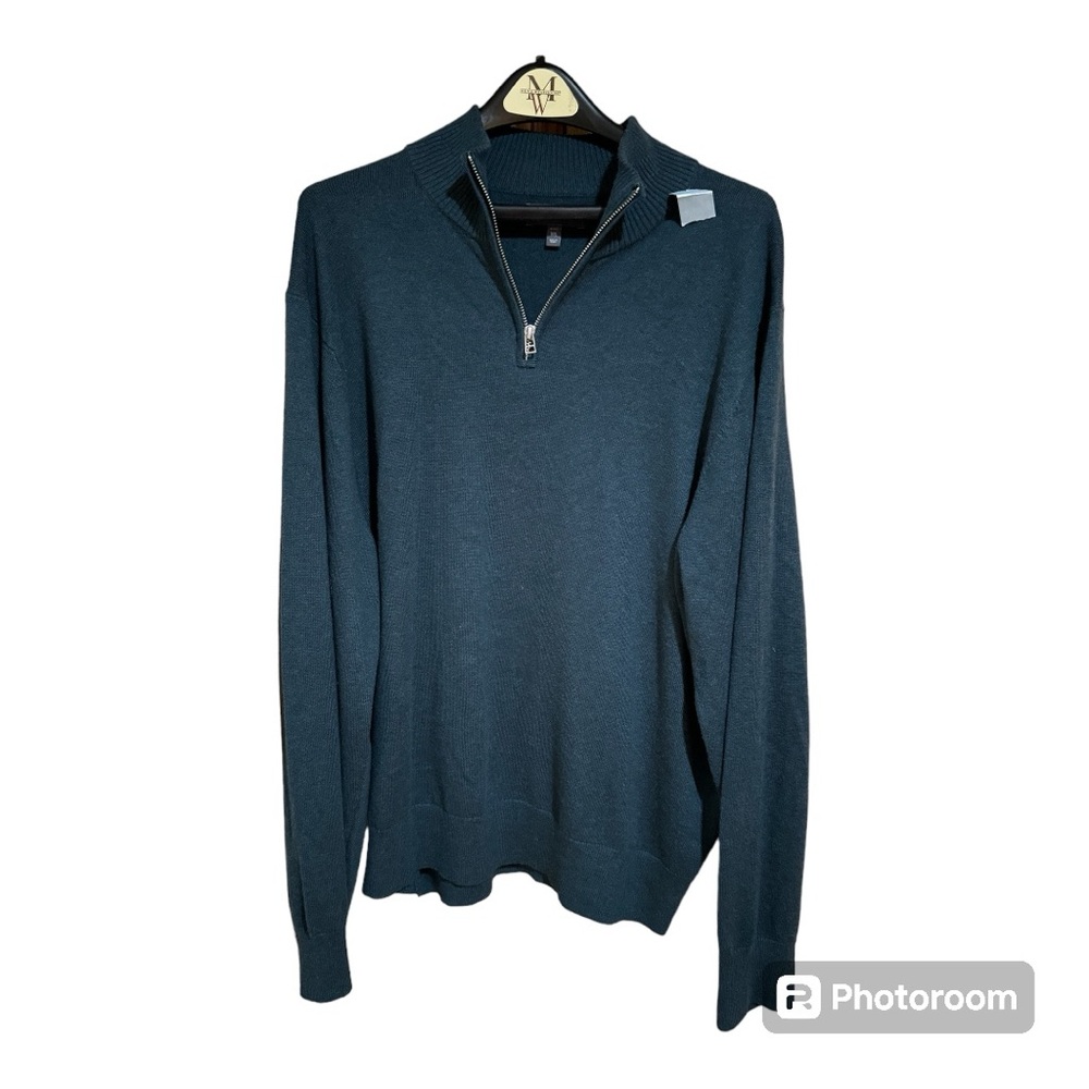 Bonobos Cashmere/Cotton Blend Long Sleeve Quarter‎ Zip Sweater. Men’s XXL. Teal.